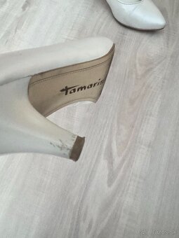 Kožené biele lodičky Tamaris v. 37 - 3