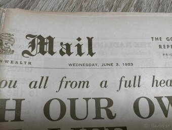 ORIGINÁL "Daily Mail" zo dňa 3.júna 1953,britský denník,de - 3