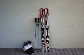 KOMPLET SET : lyže 110cm s lyžiarkami veľ. 34 a palicami - 3