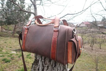 Ručne šitá pánska kožená cestovná taška - Duffle bag - 3