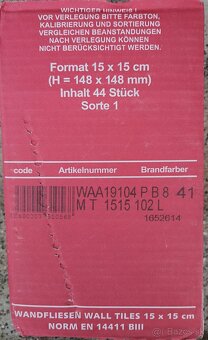 Predám bielý obklad matný - 15 x 15 GERMANY - 3