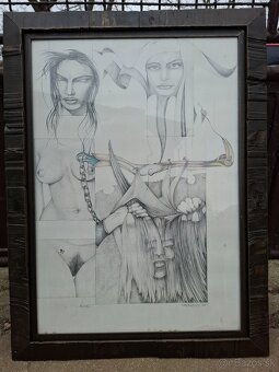 Predám signovaný obraz Salome kovový rám 12,5kg 80 x 60cm - 3