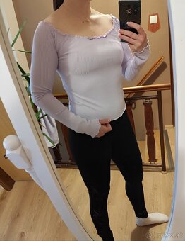 Fialový crop top s dlhým rukávom - 3