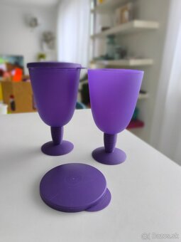 2set fialové Tupperware poháriky na stopke - skladacie - 3