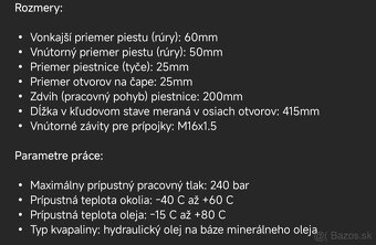 Hydraulický válec vysuv 20 cm - 3