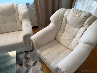 Sedacia súprava biela brúsené koža - 3