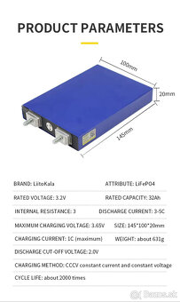 LiFePo4 32Ah články 3C Auto Audio. - 3