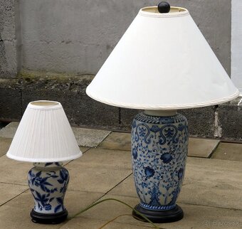 Modro-biele porcelánove stolove lampy 2x vacsia, 2x mensia - 3