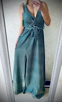 Spoločenské šaty metalic mint green - 3