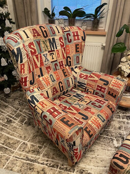 Kreslo ušiak CLIP s taburetkou - 3