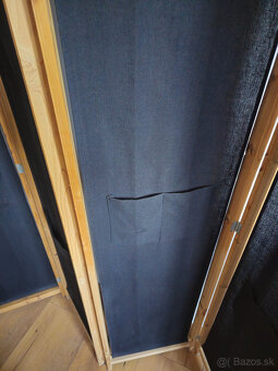 Paraván - masivne drevo a látka 5 dielny 200x170cm - 3