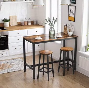 RED LIVING barové stoličky – set 2 ks, čierna/imitácia dreva - 3