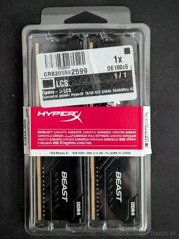 Predám RAM Kingston Fury 16 GB (2×8 GB) DDR4 2666 MHz CL16 - 3