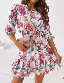 Nový tovar -Exkluzívne  letné kvetované šaty- posl.kus - 3