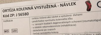 Predám kolennú vystuženú ortézu - návlek, veľkosť S - 3