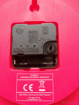 Predám červené detské nástenné hodiny Mickey Mouse - 3