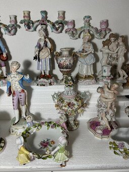 Starožitný porcelán svietnik misa socha - 3