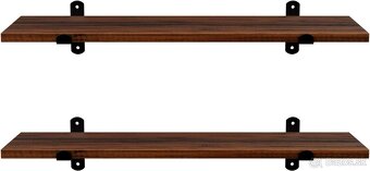 SONGMICS nástenné police – set 2 ks, retro hnedé/čierne,nove - 3