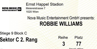 Robbie Williams Viedeň 12. 07. 2025 - 2 kusy sedenie - 3