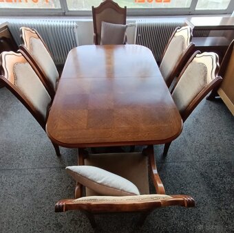 Rustikální jídelní set, stůl, židle, křesla, masív - 3