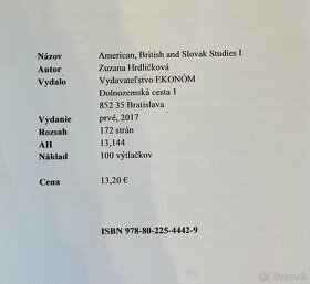 American, British and Slovak Studies I - 3
