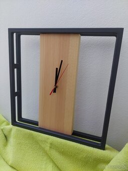 Hodiny - kov + drevo (borovica) - 3