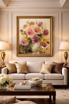 Olejomaľby kvetov vhodné ako dar - 3