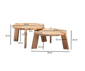 Konferenčný stolík - sada 2 stolíkov z mangového dreva - 3