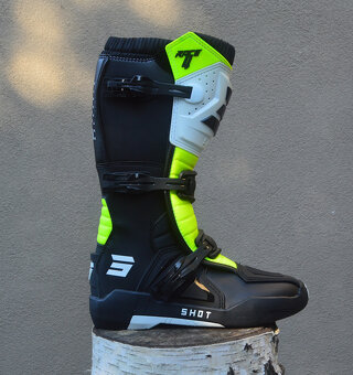 boty čižmy mx bielo fluo-žlté shot - 3