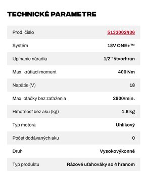 RYOBI 18V ONE+™ 1/2” AKU RÁZOVÝ UŤAHOVÁK S POISTNÝM KOLÍKOM - 3