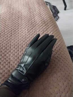 Uplne nove damske cierne kozene rukavice - 3