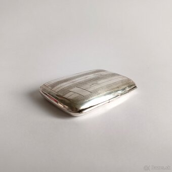 Malá elegantná strieborná Art Deco tabatierka bez monogramu - 3