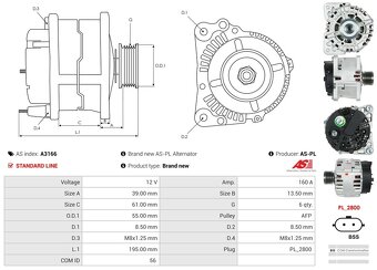 Alternator 1.5DCi - AS-PL model A3166 - 3