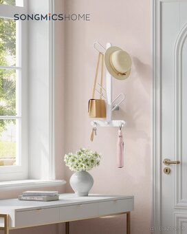 SONGMICS nástenný vešiak – 7 háčikov, perlová biela, nový - 3