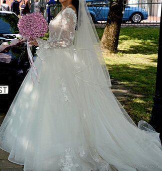 Luxusné svadobné šaty, ručne šité, veľkosť XS - 3