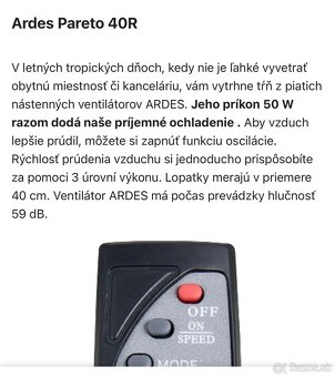 Ventilátor diaľkové ovládanie nový - 3