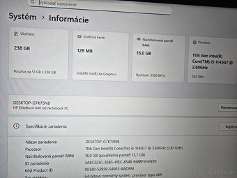 Kovovy HP Elitebook 840 G8 s procesorom i5 11 generacie 16gb - 3