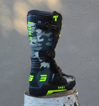 Topánky čižmy SHOT mx sivé camo žlté fluo - 3