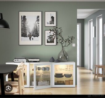 Besta  Policový diel/sklen dvier, biela/ - 3