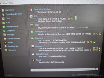 Herný pc Nvidia geforce gtx 1060 3GB Intel core i5 6400 - 3
