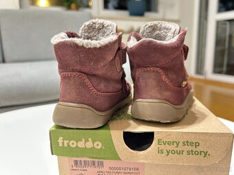 Zimné detské barefoot topánky Froddo, bordové zateplené, 22 - 3