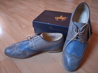 Jedinečné dámske kožené poltopánky "Oxfordky" - 3