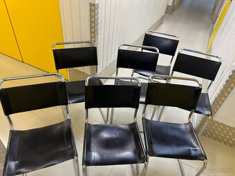 7 x Thonet S33 konzolová stolička Bauhaus klasická, kožená, - 3