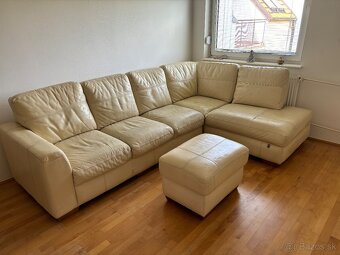 Rohová kožená sedacia súprava - 3