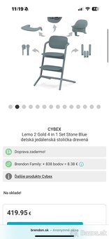 Detská jedálenská stolička CYBEX lemo 2 Gold 4v1 set - 3