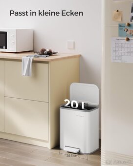 SONGMICS odpadkový kôš – 20 l, biely, nový - 3