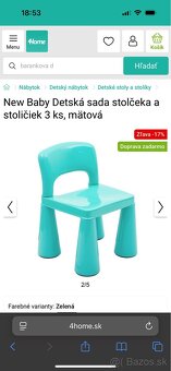 New Baby Detská sada stolčeka a dvoch stoličiek 3ks, mätová - 3