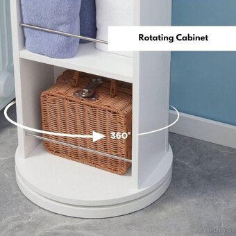 Otočná kúpeľňová skrinka / biela - 3
