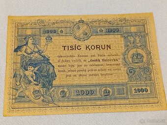 Veľmi vzácna 1000 Korún 1919 - 3