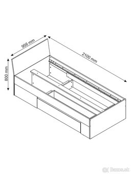 Jednolozkova postel 90x200 s uloznym priestorom - 3